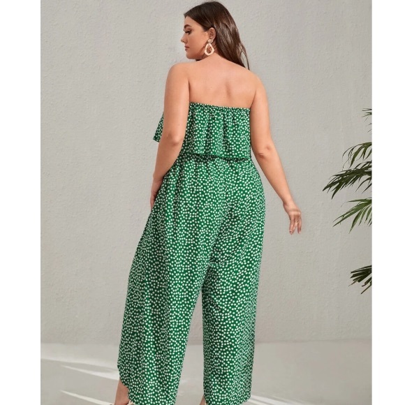 Green Ruffle Plus Jumpsuit - Picture 5 of 5